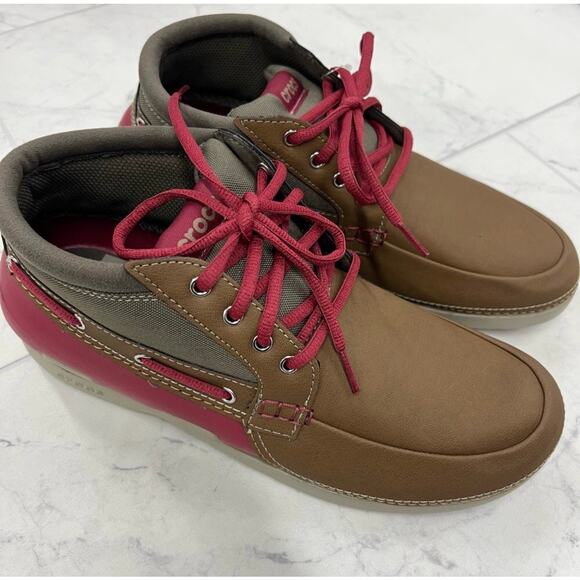 CROCS Beach Line Boat Chukka in Hazelnut / Brick Red Size 10 - Picture 3 of 7